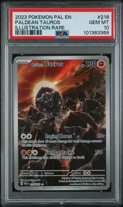 2023 Pokemon Paldea Evolved 218 Paldean Tauros Illustration Rare PSA 10 GEM MINT - Image 1