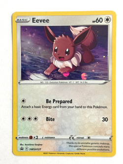 Pokemon TCG Eevee SWSH127 Sword & Shield Promos Evolving Skies Small Water Swirl - Image 1