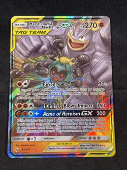 Pokemon TCG Marshadow & Machamp GX Holo Card 82/214 Sm-Unbroken Bonds - Image 1