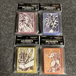 New Digimon Card Game Official Carddass Card Sleeves 2020 Vol.1 Bandai 4 Set Lot - Image 1