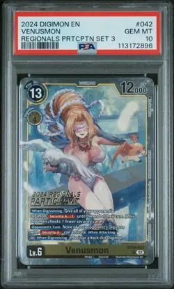 Digimon Card Game Venusmon #042 Regionals Participant 2024 Promo PSA 10 *POP 1!* - Image 1