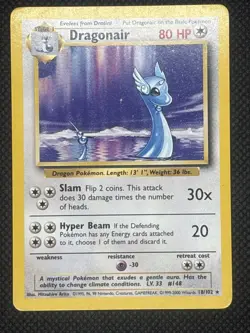 Pokemon TCG Dragonair Base Set Unlimited Rare Card 18/102 LP - Image 1