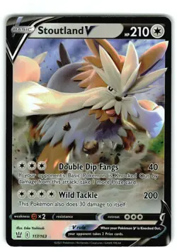 Pokemon Stoutland V Sword & Shield - Battle Styles 117/163 Holo Ultra Rare-NM - Image 1