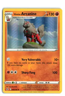 Hisuian Arcanine #084/196 Holo Rare 2022 Pokemon Lost Origin NM - Image 1