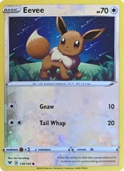 Eevee 130/185 Cosmos Reverse Holo Promo Pokemon Card NM - Image 1
