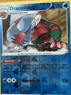 SHIPS SAME DAY Pokemon Card Dracovish 053/189 Reverse Holo Water Type 2020 - Image 2