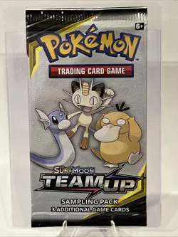 SEALED Team Up Sample Booster Pack Fun Pack 3 Card Pokemon Sun And Moon - Image 1