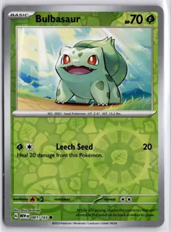 Pokemon TCG Scarlet & Violet 151 Bulbasaur 001/165 Reverse Holo Trading Card TCG - Image 1