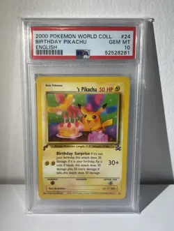 BIRTHDAY PIKACHU PSA 10 Pokemon World Collection #24 2000 Stamped English ____'s - Image 1