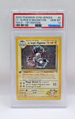 Pokemon Lt. Surge’s Magneton 8/132 - 1st Edition Holo PSA 10 Gym Heroes ENG - Image 1