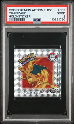 PSA 2 1999 Pokemon Action Flipz Sticker Hologram #SR3 Charizard - Image 1