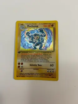 1995 Base Set Pokemon TCG Machamp 8/102 Holo Rare Shadowless First Edition - Image 1