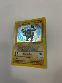 1995 Base Set Pokemon TCG Machamp 8/102 Holo Rare Shadowless First Edition - Image 5