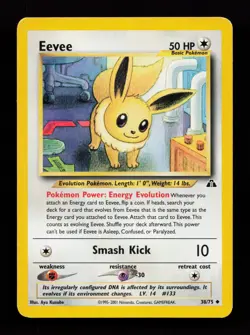 Eevee 38/75 Non Holo Uncommon Neo Discovery Pokemon Card - Image 1