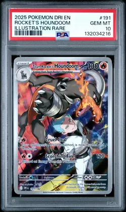 2025 POKEMON DRI EN-DESTINED RIVALS #191 TEAM ROCKET'S HOUNDOOM PSA 10 - Image 1