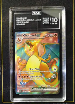 2023 POKEMON MEW EN-151 ULTRA RARE #183 CHARIZARD EX TAG 10 - Image 1