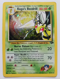 Koga's Beedrill Pokemon Card Holo WOTC 9/132 Gym Challenge Set Rare Vintage MP - Image 1