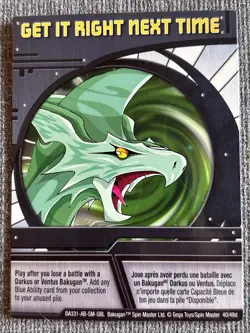Bakugan:Battle Brawlers | Get It Right Next Time ?? Blue Ability Card | 40/48d - Image 3