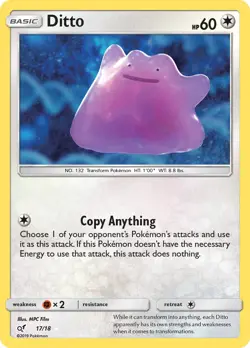 Ditto 17/18 Detective Pikachu Pokemon Card LP - Image 1