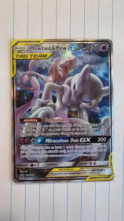 MEWTWO & MEW GX 2019 POKEMON SM BLACK STAR PROMO SM191 FULL ART Tag Team - Image 1
