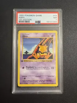 PSA 7 1st Edition Abra 43/102 Base Set Pokemon 1999 - Image 1