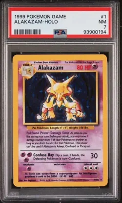 PSA 7 Alakazam Base Set Unlimited Holo 1/102 Pokemon TCG WOTC 1999 - Image 1