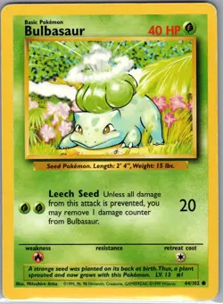 Bulbasaur 44/102 Non Holo Base Set - Pokemon Card - LP - Image 1