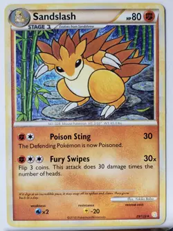Sandslash 29/123 PL / LP - RARE HeartGold SoulSilver Pokemon Card - Yukiko Baba - Image 1