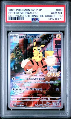 2023 POKEMON JPN SV-P PROMO #098 DETECTIVE PIKACHU PSA 10 - Image 1
