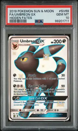 2019 POKEMON SUN & MOON HIDDEN FATES #SV69 FULL ART/UMBREON GX PSA 10 - Image 1