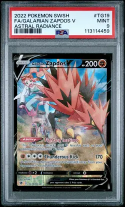 Galarian Zapdos V #TG19 2022 Pokemon Astral Radiance PSA 9 250001 - Image 1