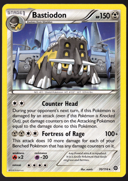 Bastiodon 70/114 Steam Siege 2016 Pokemon TCG Card NM - Image 1