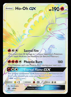 Ho-Oh GX SM80 Rainbow Full Art Black Star Promo Pokemon Card - Image 1