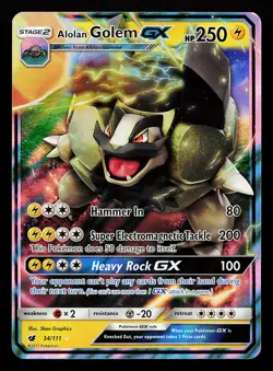 Alolan Golem GX 34/111 Ultra Rare Crimson Invasion Pokemon Card - Image 1