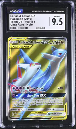CGC 9.5 Latias & Latios GX 169/181 Full Art Team Up Pokemon Card - Image 1