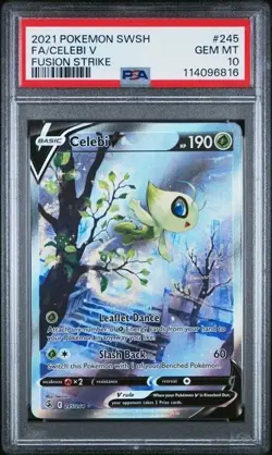 2021 POKEMON SWORD & SHIELD FUSION STRIKE #245 CELEBI V SAR - PSA 10 - Image 1