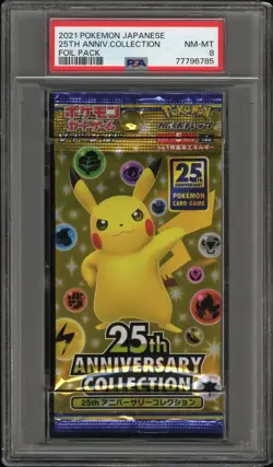 PSA 8 25TH ANNIVERSARY JAPANESE POKEMON BOOSTER PACK PIKACHU GRADED NM - MT - Image 1