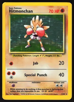 Hitmonchan - 7/102 - Holo Rare - Base Set - Pokemon Card MP - Image 1