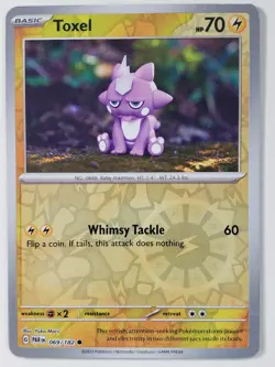 REVERSE HOLO Toxel 069/182 NM / M Yuka Morii Clay Art Paradox Rift Pokemon Card - Image 1