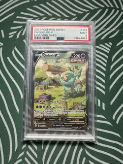 Golurk V (Alt. Full Art) 182 / 203 PSA 9 MINT - Evolving Skies Holo Pokemon TCG - Image 1