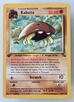 Kabuto 50/62 Fossil Regular First Edition LP Clean Tcg Vintage Pokemon - Image 1