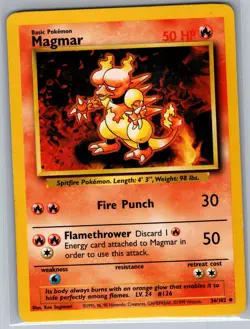 Magmar 36/102 Non Holo Base Set - Pokemon Card - LP - Image 1