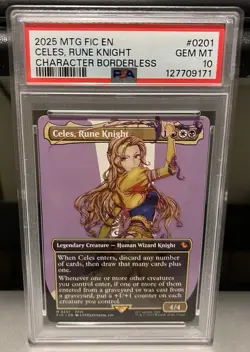 2025 MTG FIC EN Celes, Rune Knight Character Borderless #0201 PSA 10 - Image 1
