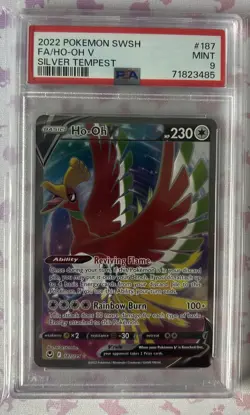 2022 POKEMON SWORD & SHIELD SILVER TEMPEST #187 FULL ART/HO-OH V PSA 9 - Image 1