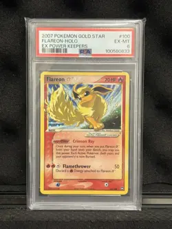 2007 POKEMON EX POWER KEEPERS GOLD STAR #100 FLAREON-HOLO PSA 6 - Image 1