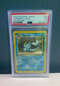 1999 Pokemon 1st Edition Vaporeon (Holo) Jungle #12 PSA 5 EX - Image 1