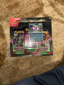 Pokemon SHROUDED FABLE 3pk Blister With Pecharunt Promo NEW - Image 1
