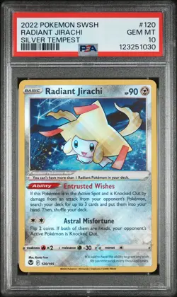 2022 POKEMON SWORD & SHIELD SILVER TEMPEST #120 RADIANT JIRACHI PSA 10 - Image 1