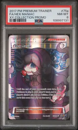 2017 POKEMON PREM TRAINER XY COLL PROMO #75A FULL ART/HEX MANIAC PSA 8 - Image 1