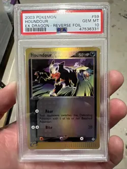 2003 Pokemon EX Dragon Houndour Reverse Foil 59/97 PSA 10 Gem Mint - Image 1